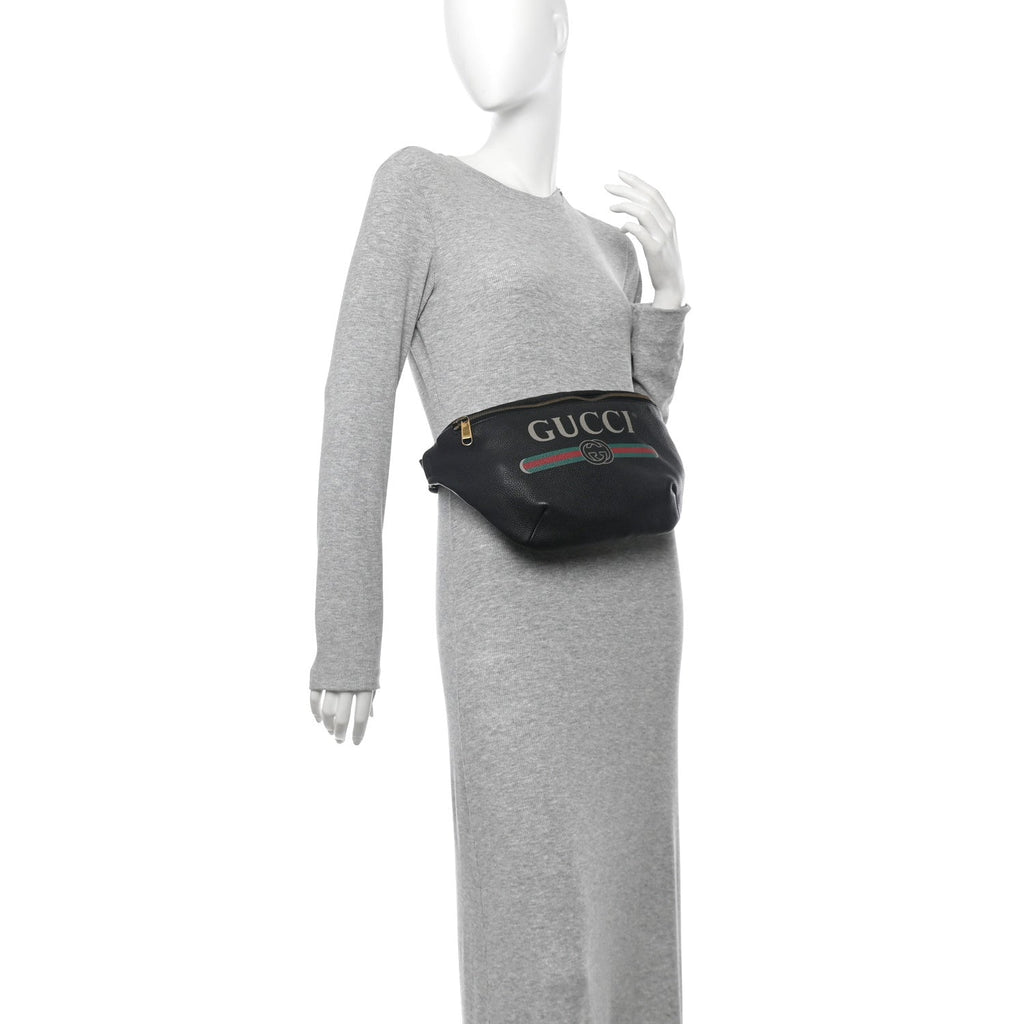 Grained Calfskin Logo Belt Bag Black