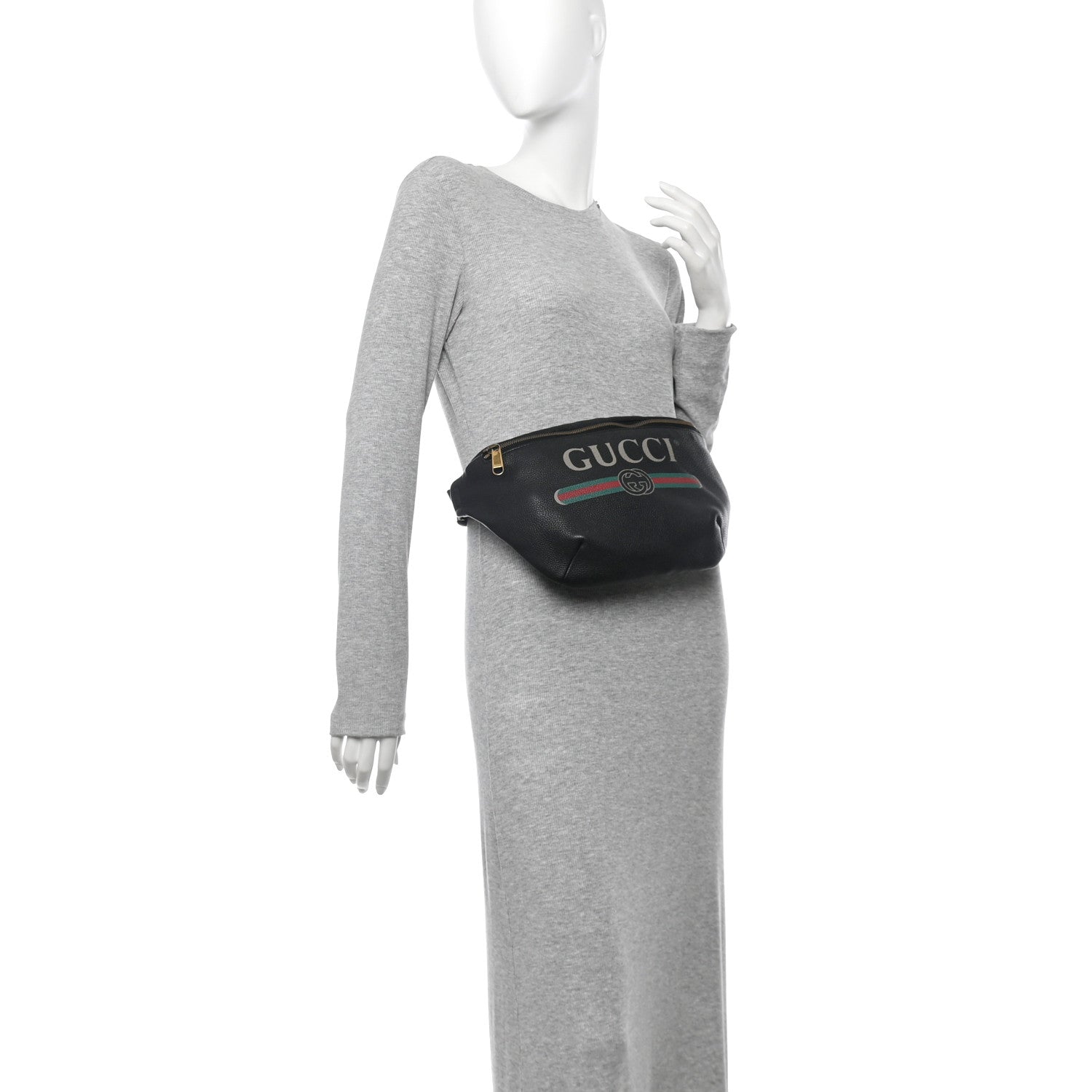 Grained Calfskin Logo Belt Bag Black