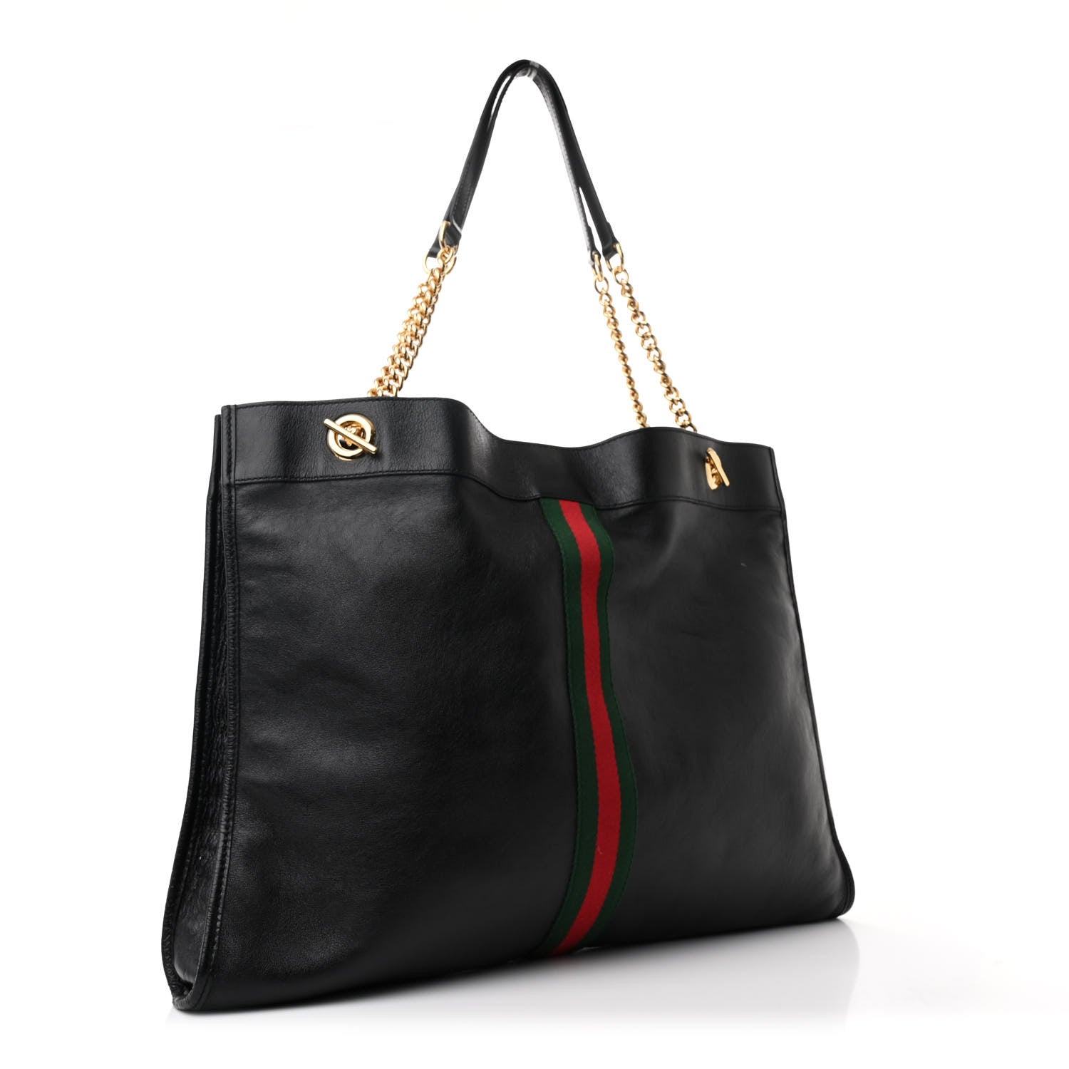 Calfskin Maxi Rajah Chain Tote Black