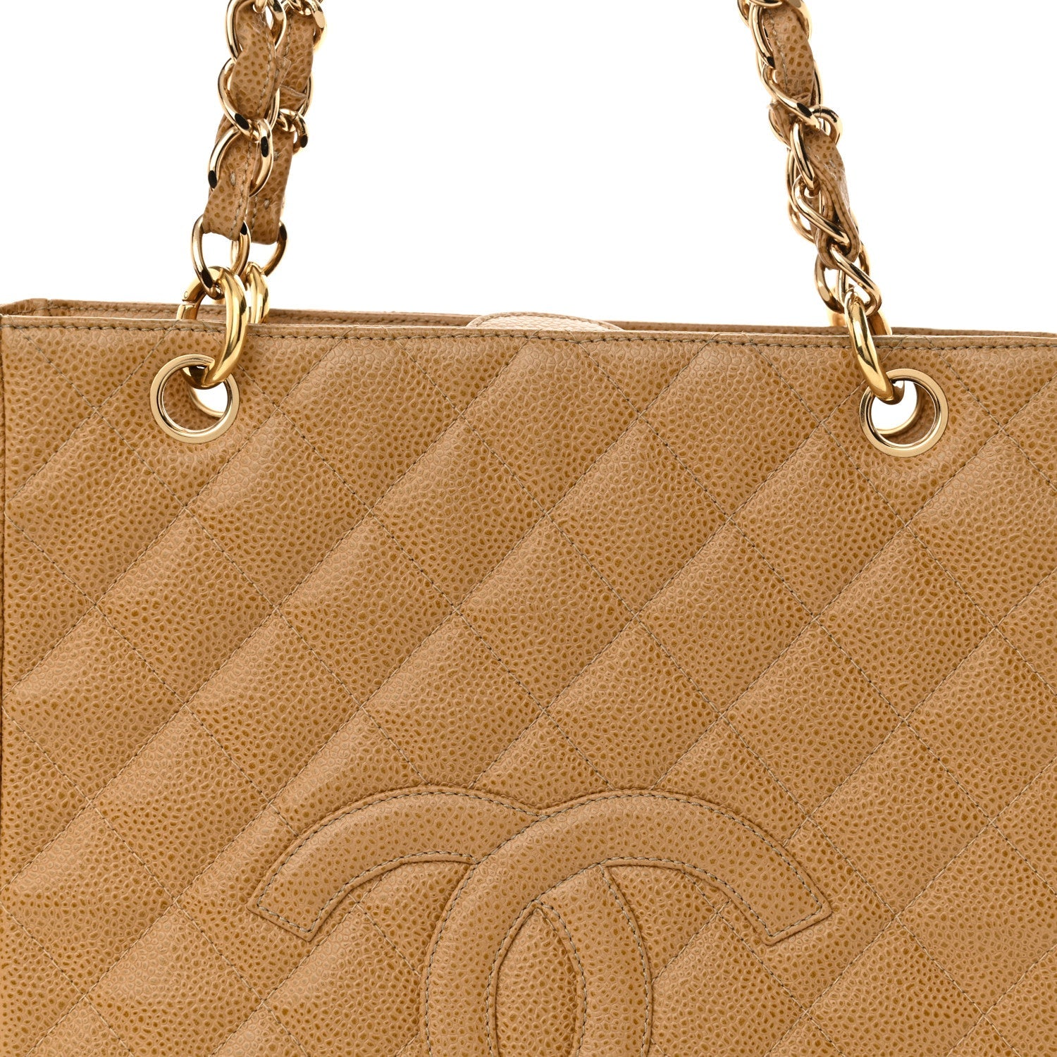 Caviar Quilted Petit Shopping Tote PST Dark Beige