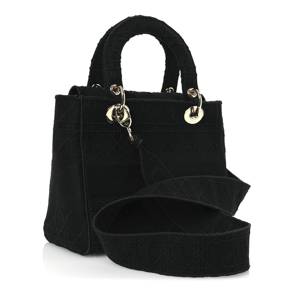 Canvas Embroidered Cannage Medium Lady D-Lite Black