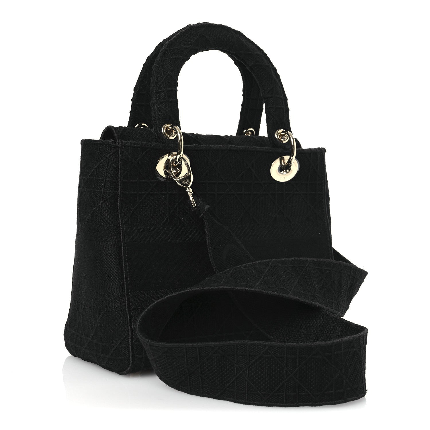 Canvas Embroidered Cannage Medium Lady D-Lite Black