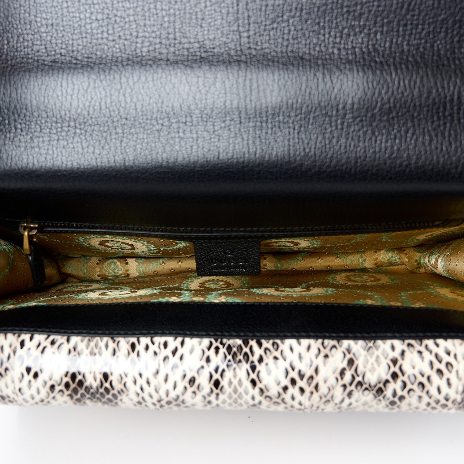 Calfskin Snakeskin Studded Medium Ottilia Top Handle Bag Black