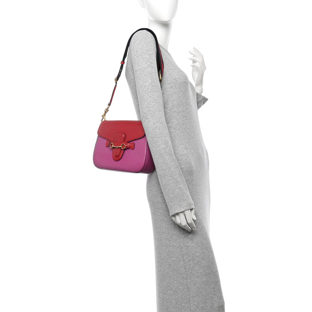 Calfskin Medium Lady Web Shoulder Bag New Rosette Hibiscus Red