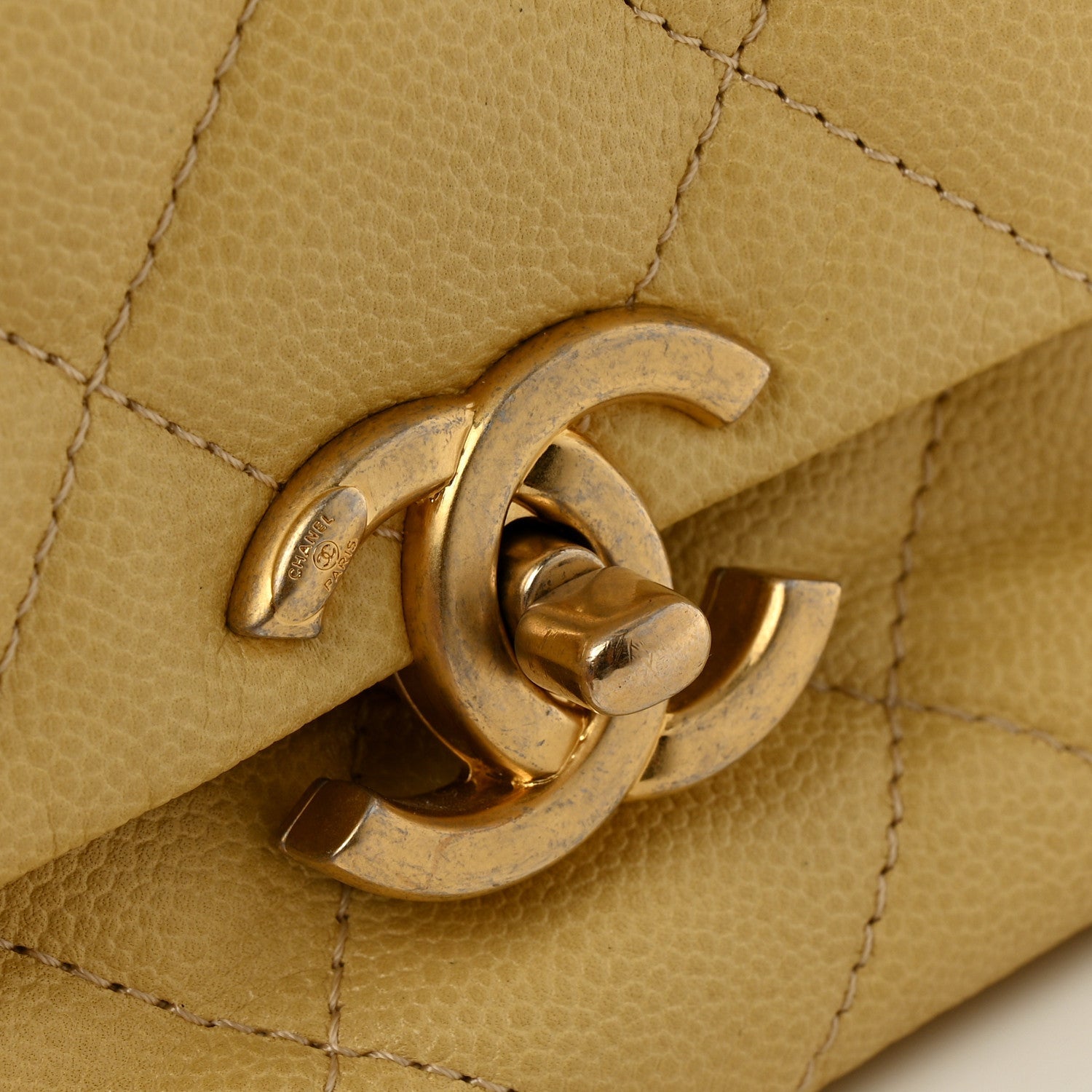 Shiny Caviar Quilted Large Chain Melody Flap Yellow