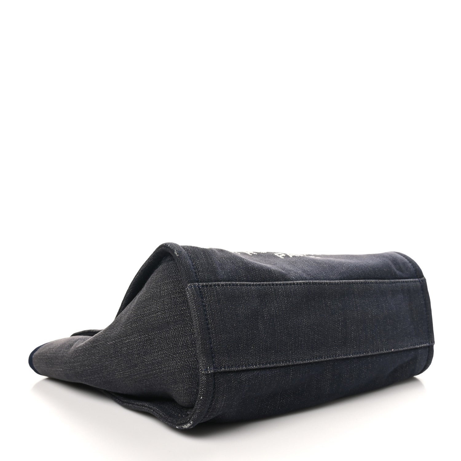 Lurex Canvas Small Deauville Tote Navy Blue Gold