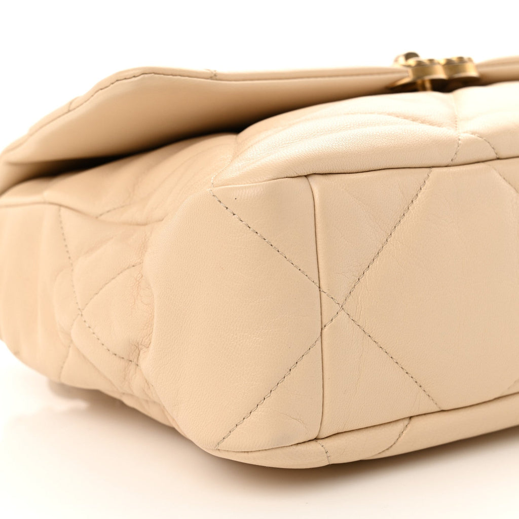Lambskin Quilted Large Chanel 19 Flap Light Beige