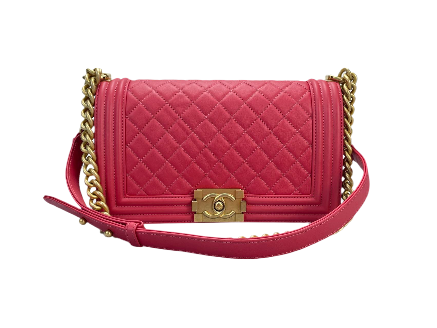 Chanel Medium Le boy Bag in Hot Pink with Gold Hardware