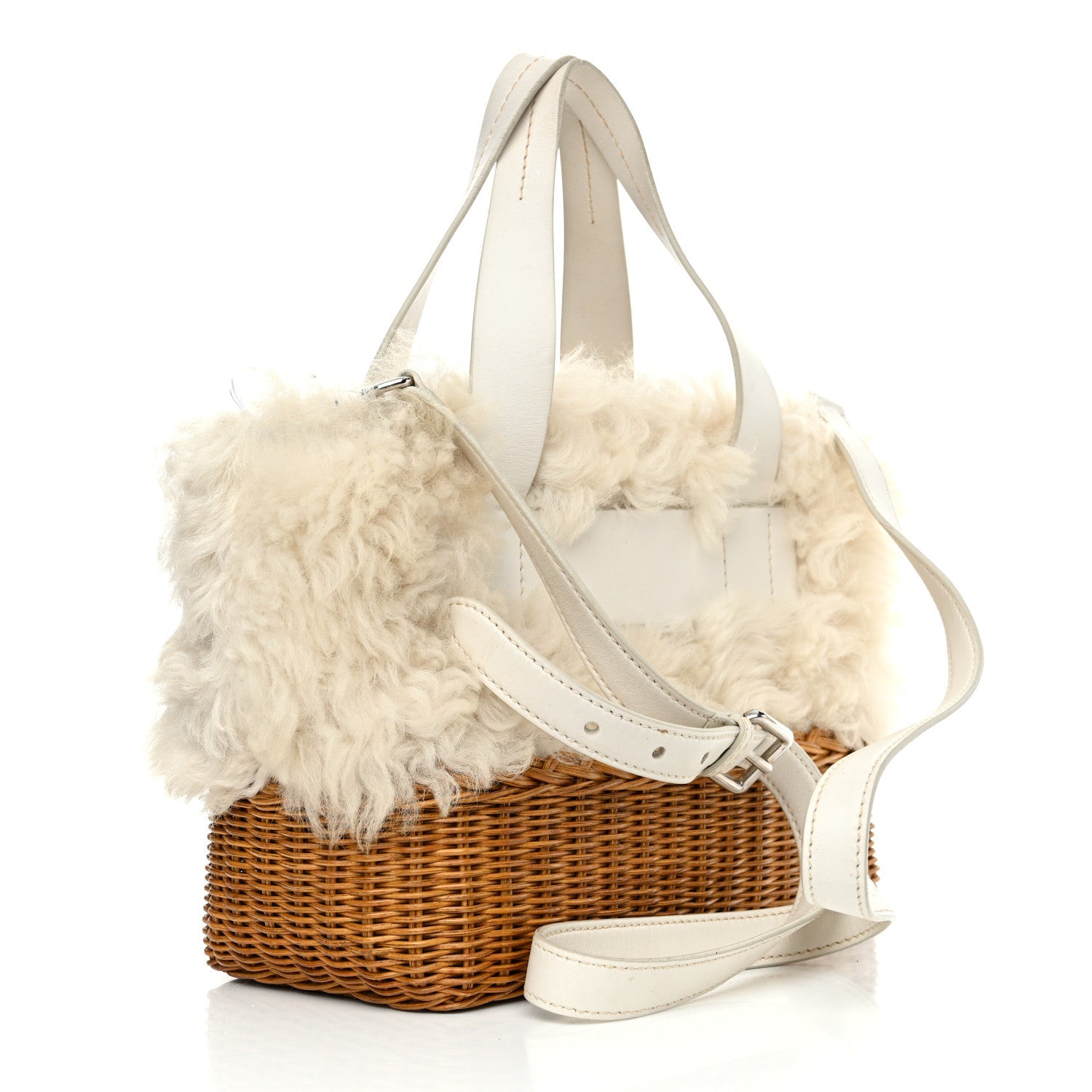 Montone Midolli Basket Bag White Miel