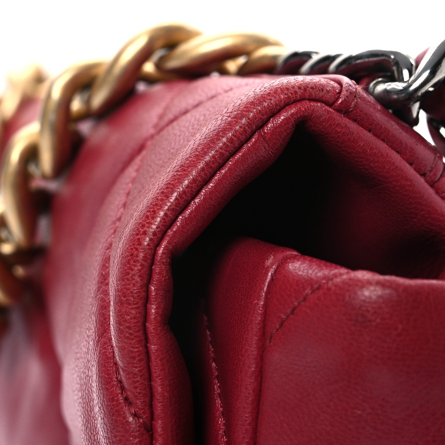 Goatskin Quilted Large Chanel 19 Flap Dark Pink