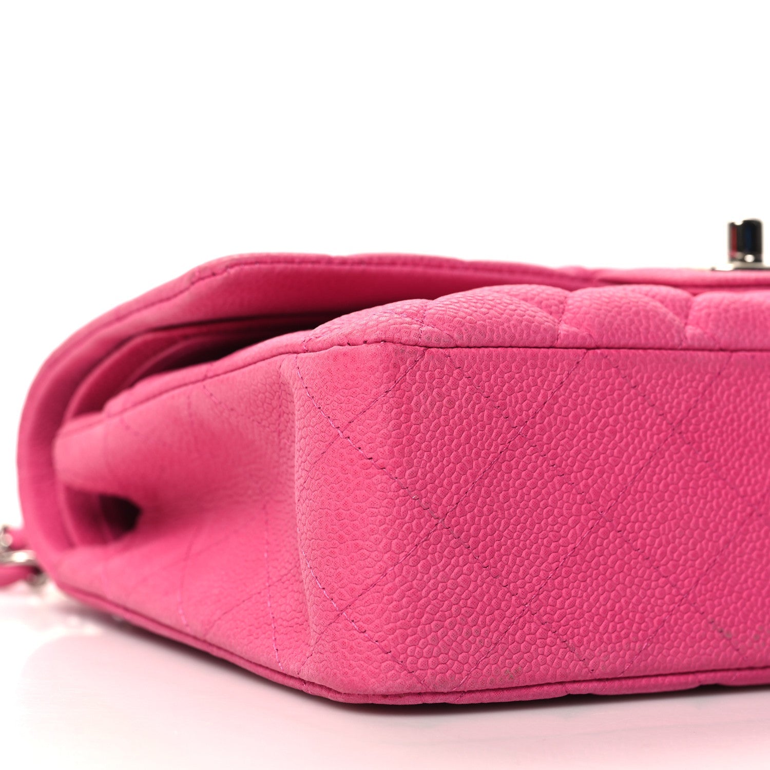 Iridescent Caviar Quilted Medium Double Flap Pink