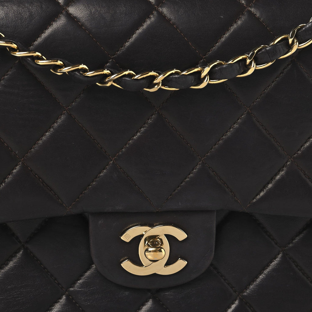 Lambskin Quilted Medium Double Flap Burgundy