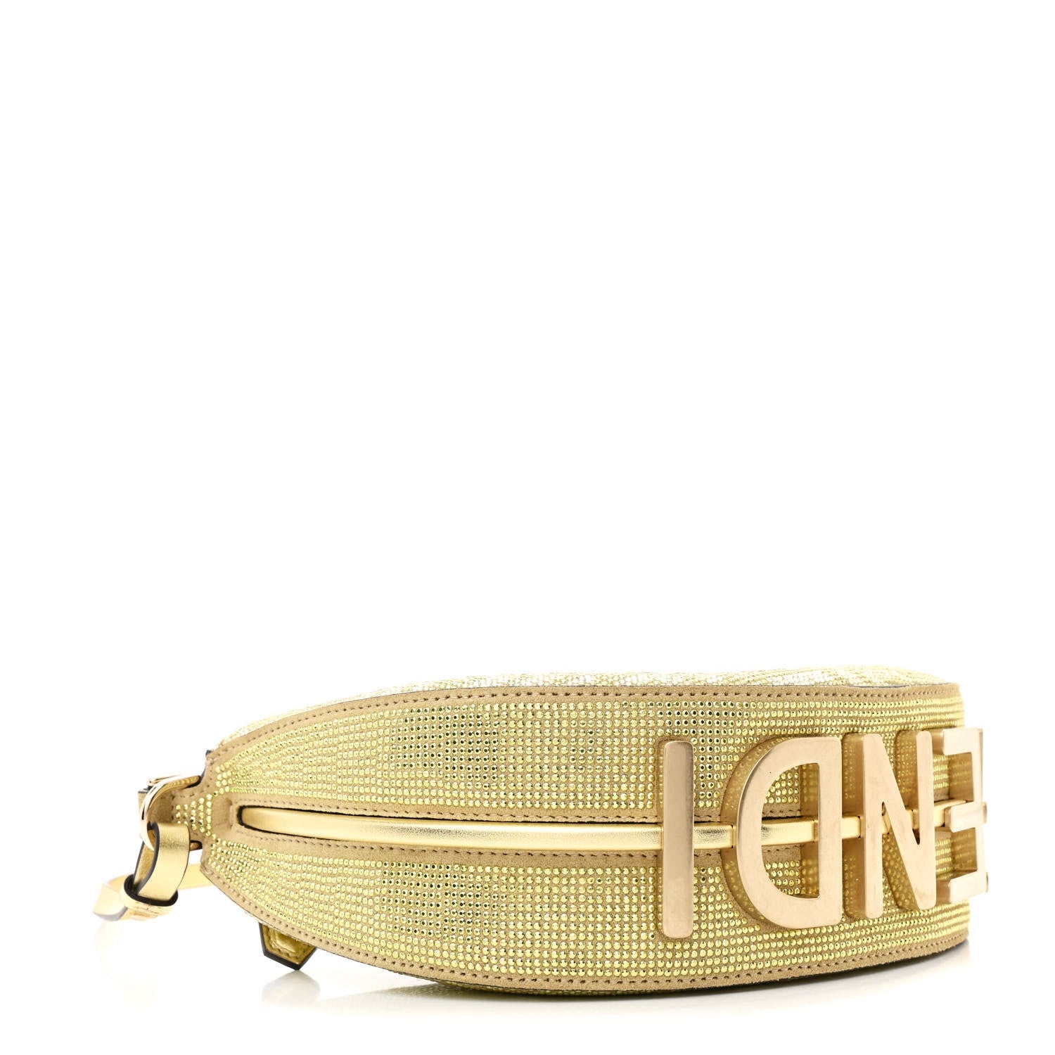 Crystal Vitello Laminato Suede FF Mini Fendigraphy Hobo Bag Platino