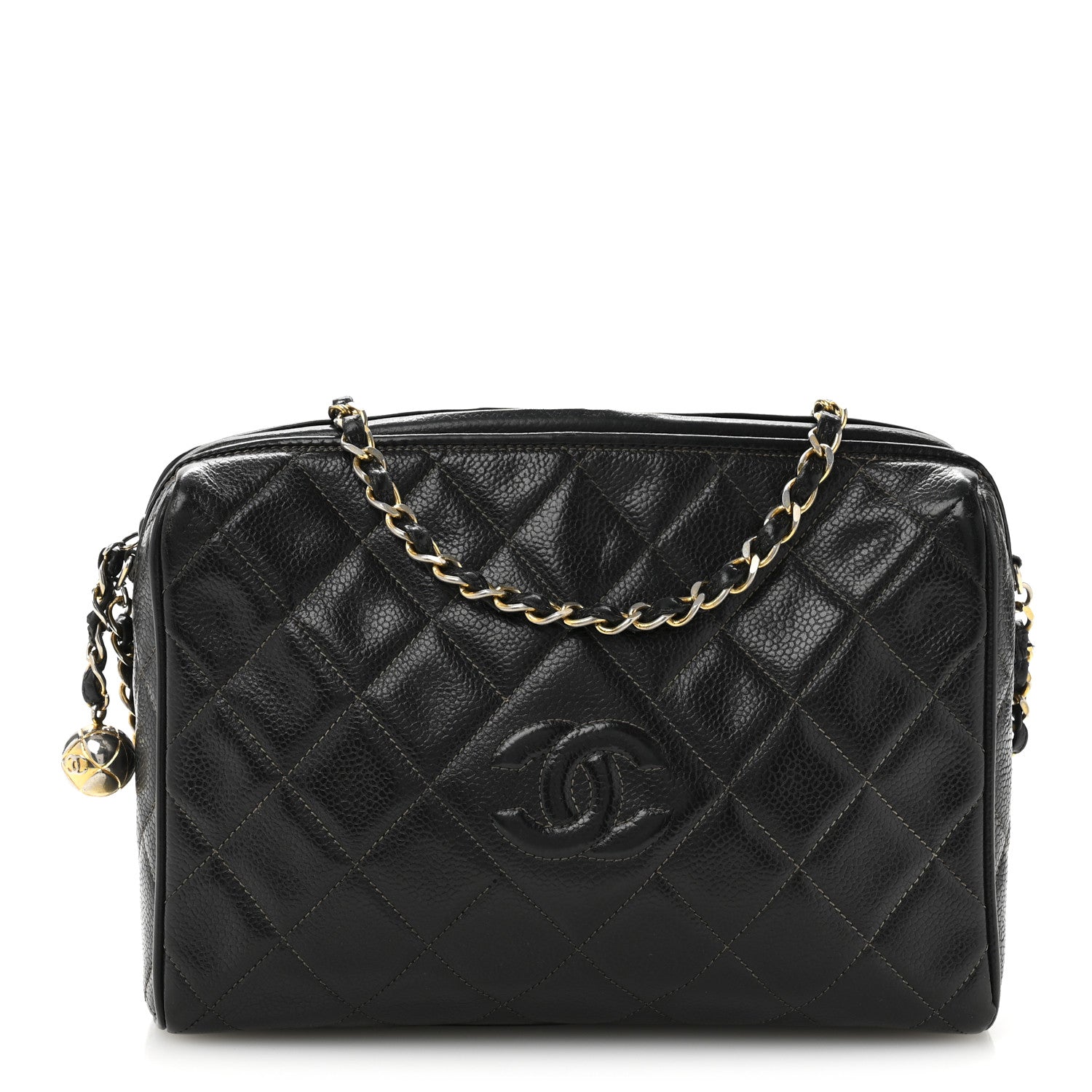 Caviar Quilted Camera Case Black
