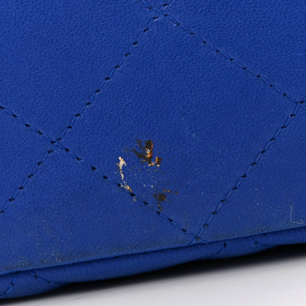 Lambskin Quilted Jumbo Single Flap Blue