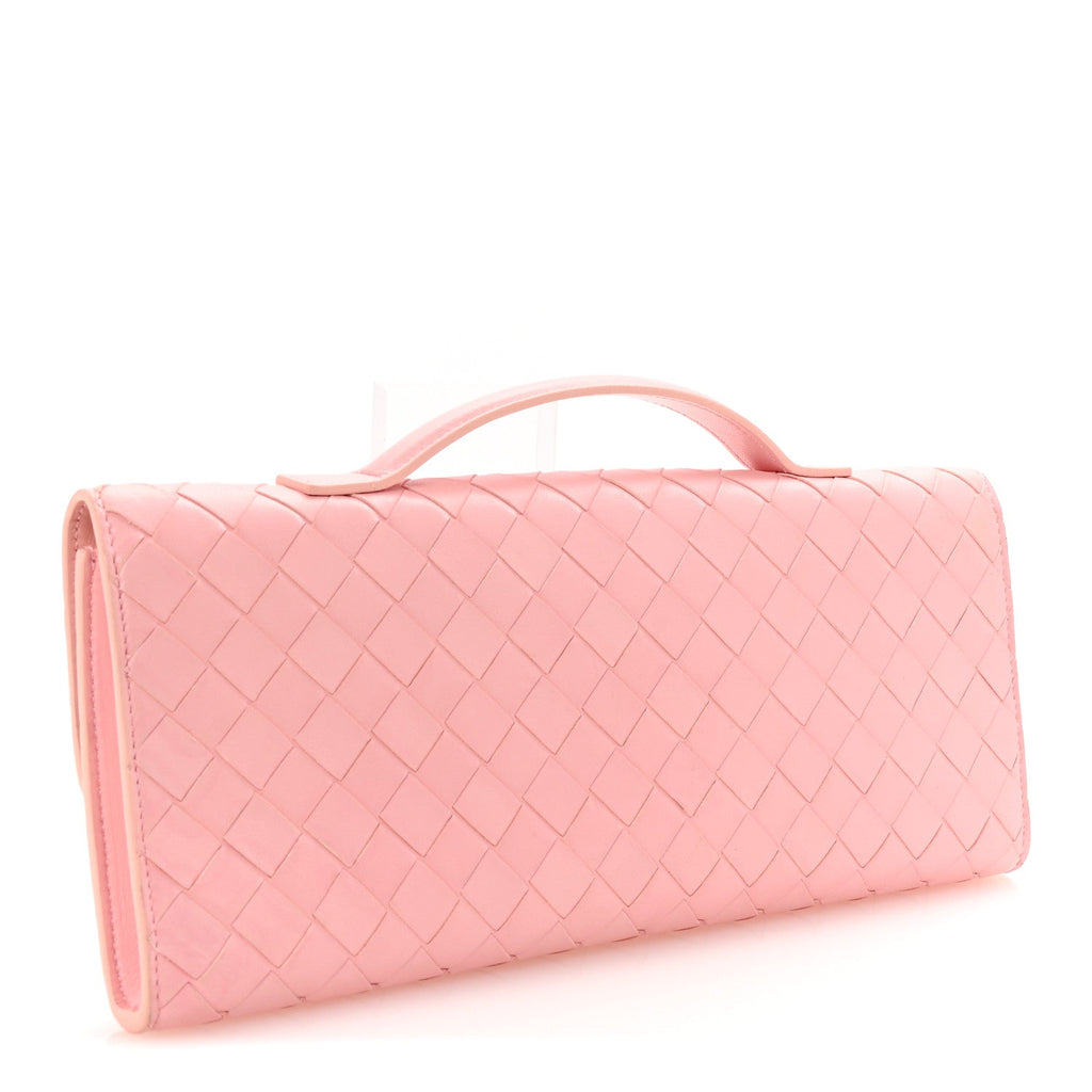 Nappa Intrecciato Long Andiamo Top Handle Clutch Rose