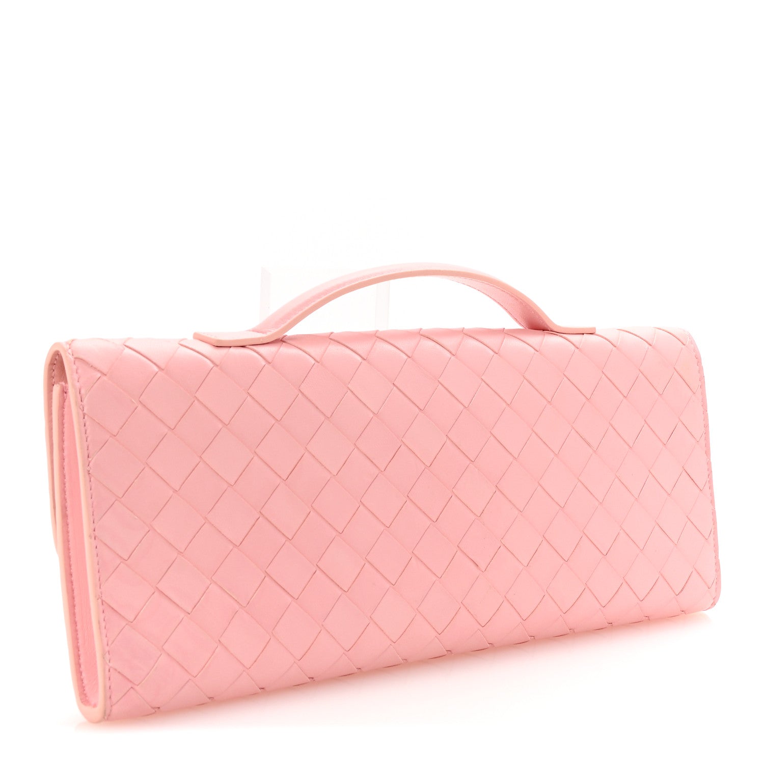 Nappa Intrecciato Long Andiamo Top Handle Clutch Rose