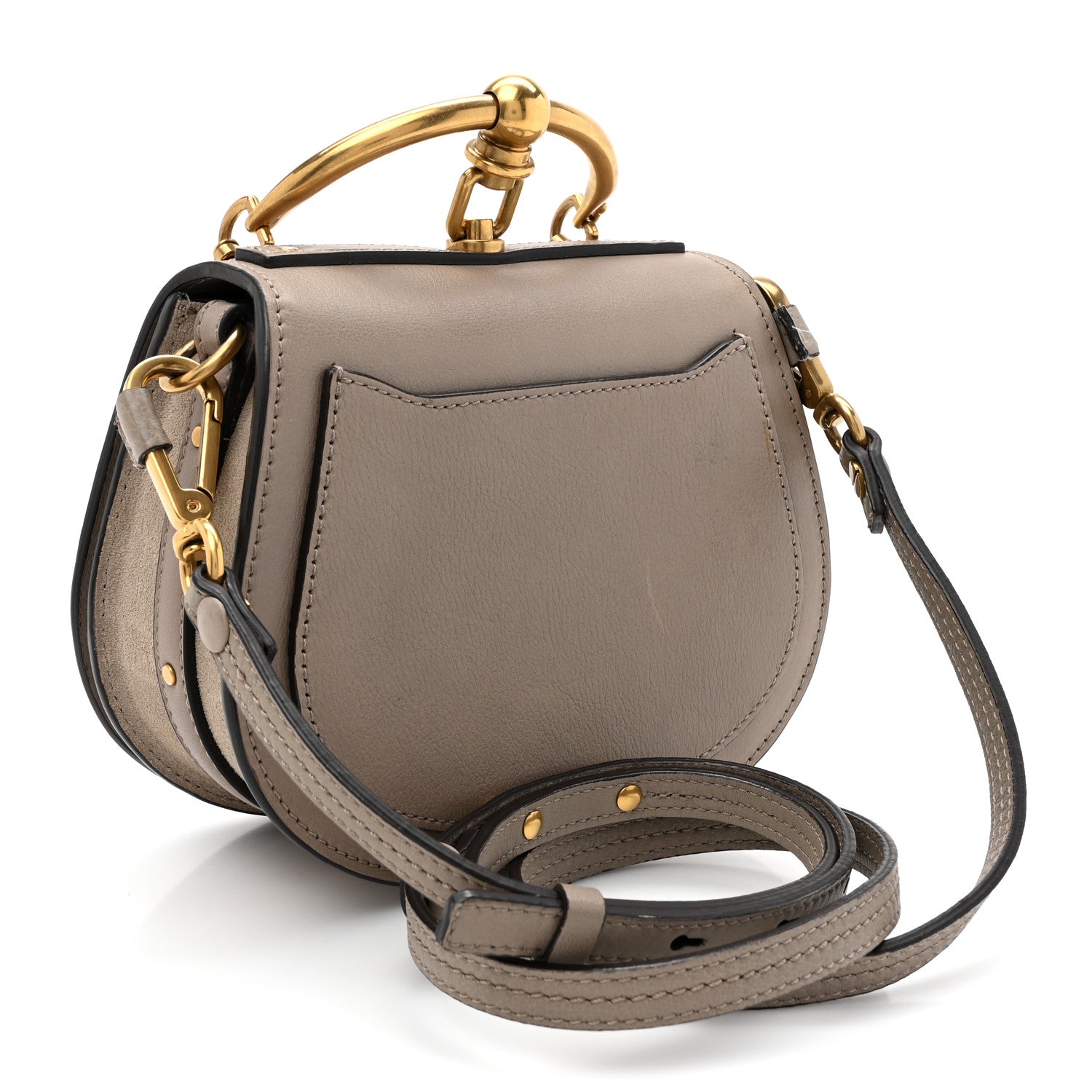 Calfskin Suede Small Nile Bracelet Bag Motty Grey