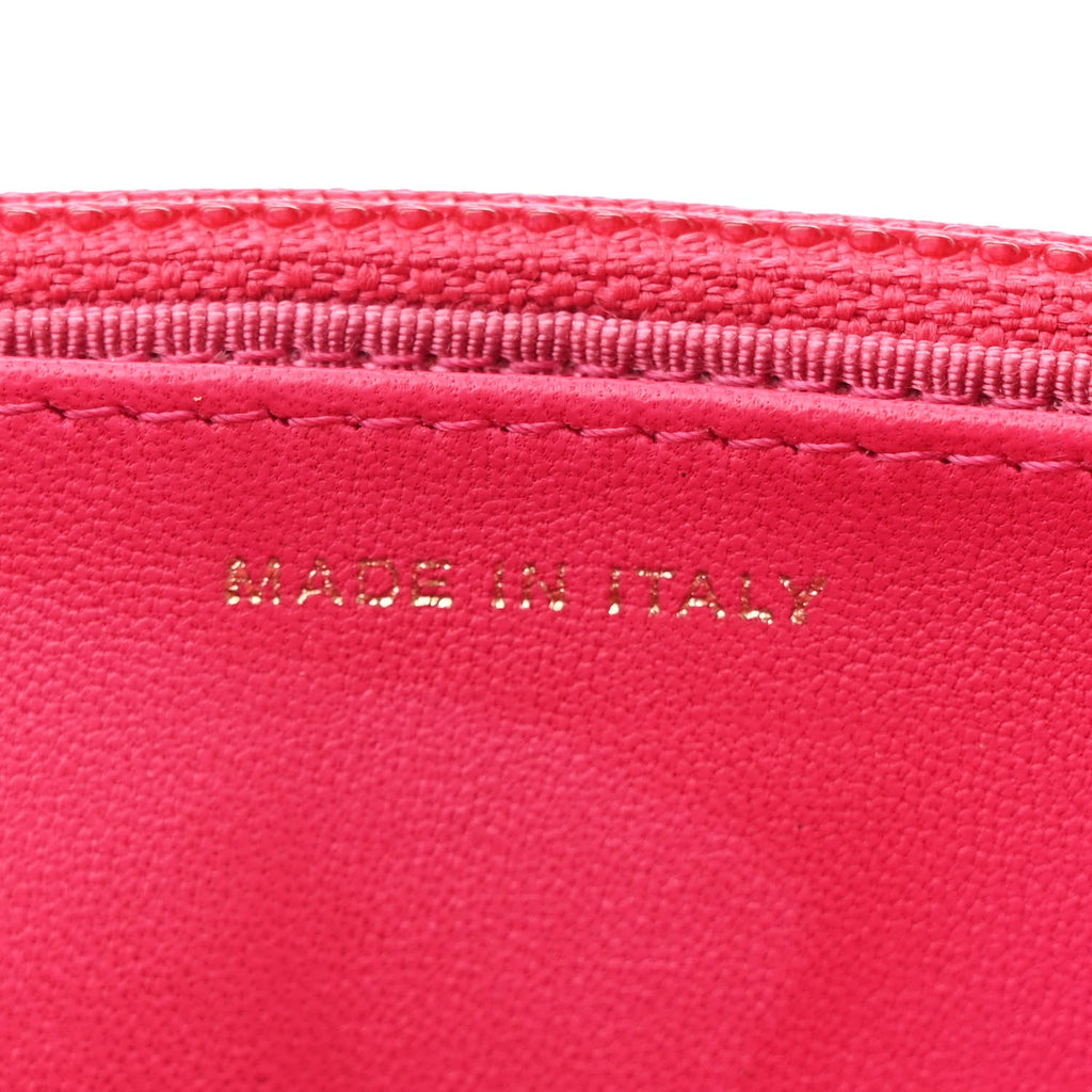 Lambskin Quilted Wallet on Chain WOC Fuchsia