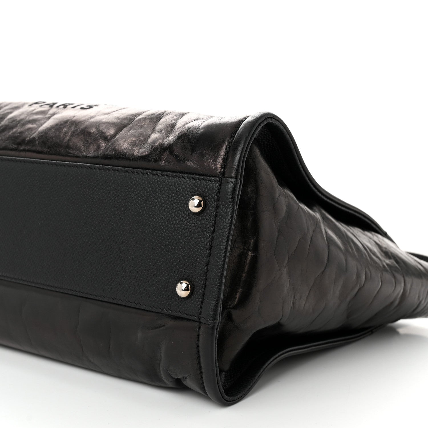 Glazed Calfskin Small Deauville Tote Black