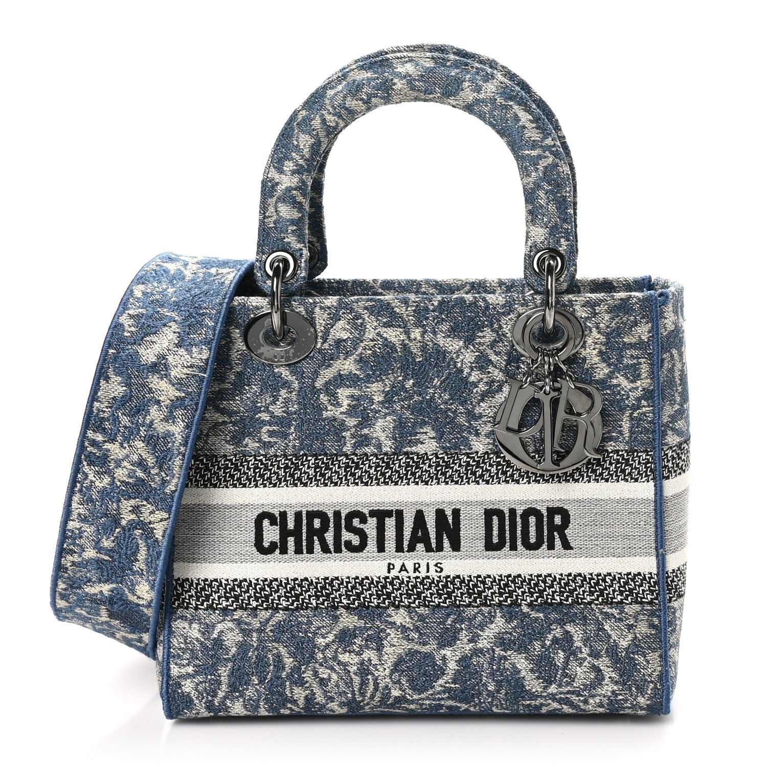 Canvas Embroidered Brocart Medium Lady D-Lite  Blue