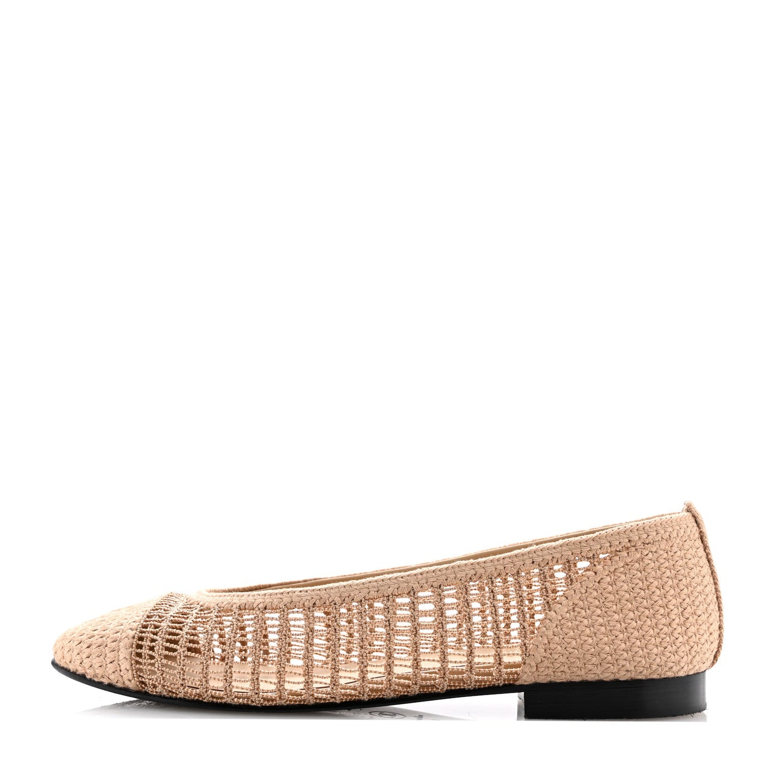 Raffia Cap Toe Ballerina Flats 41 Beige