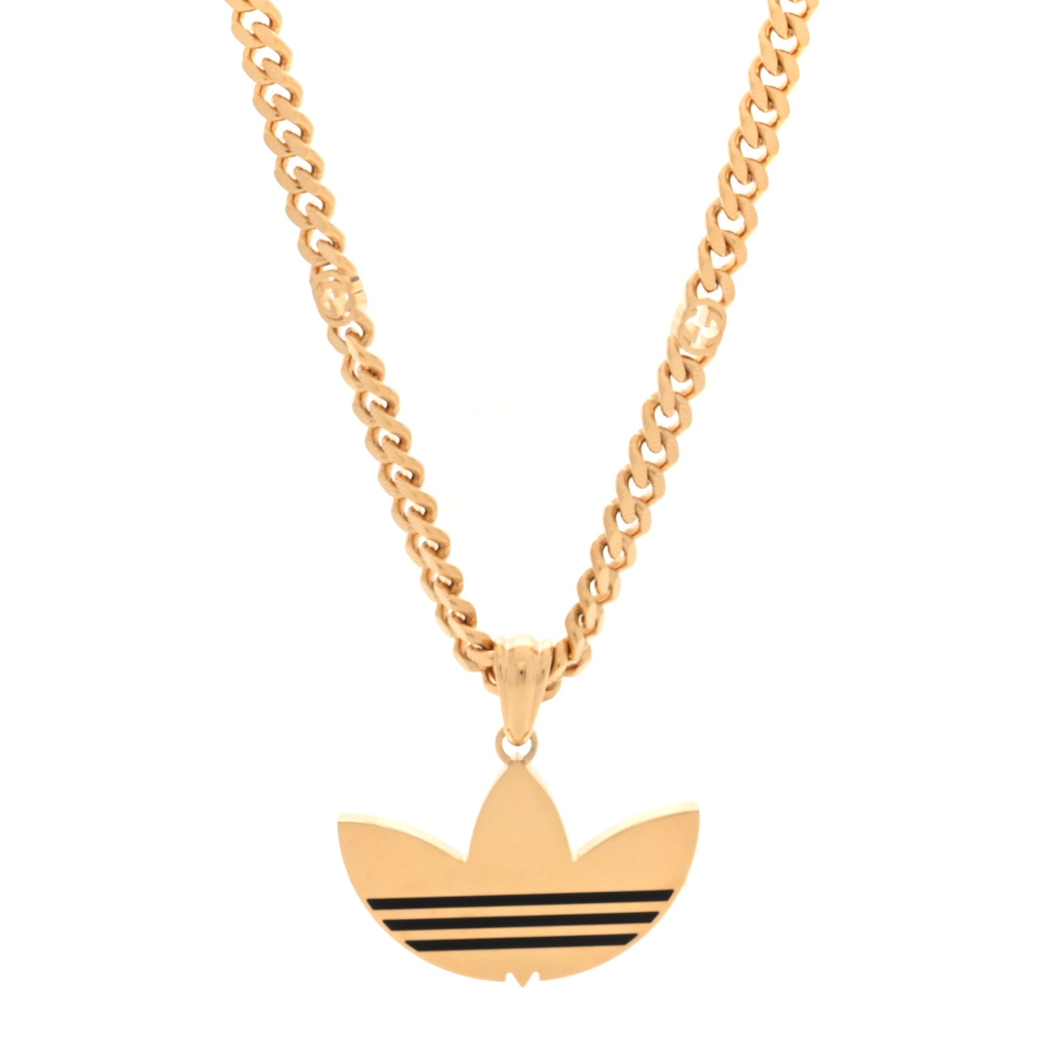 X ADIDAS Gourmette Trefoil Pendant Necklace Gold