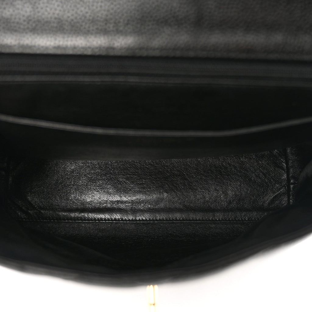 Caviar Quilted Jumbo Kelly Flap Black