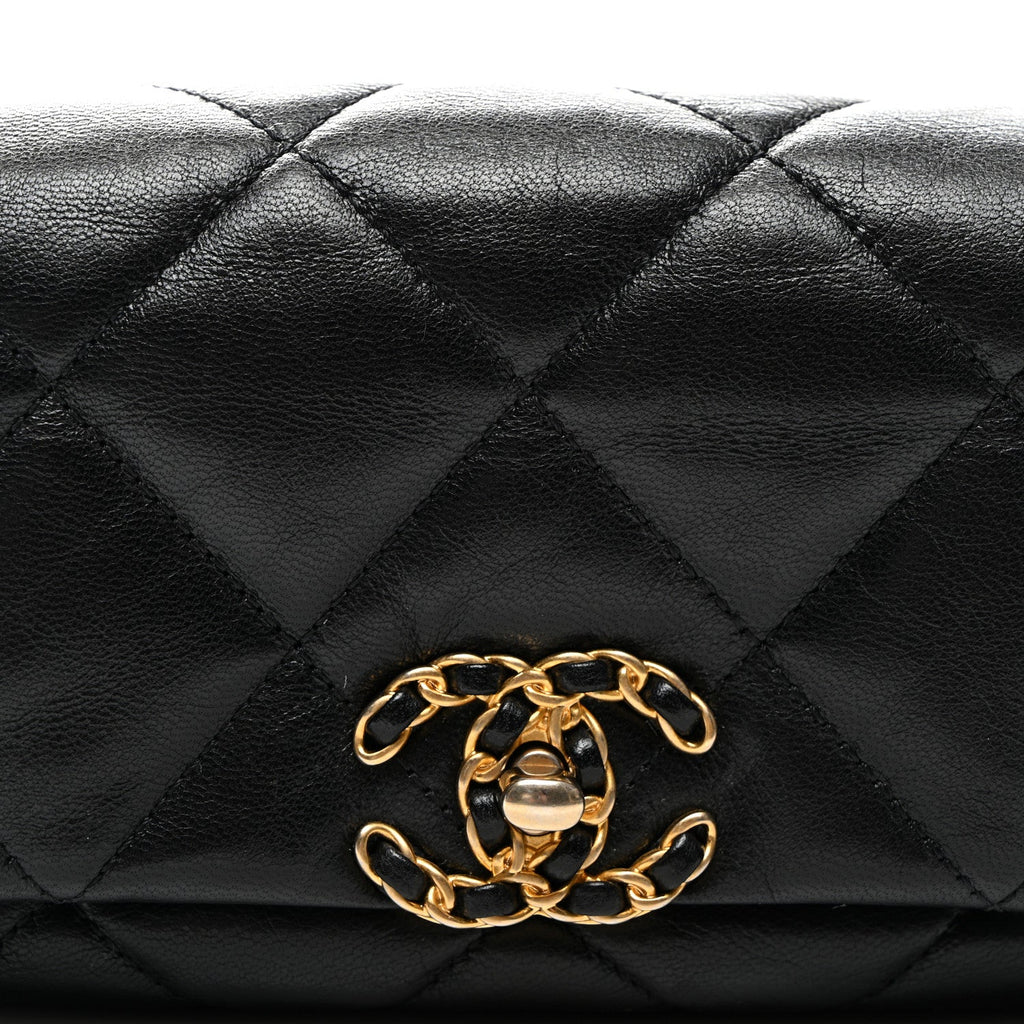 Goatskin Quilted Chanel 19 Waist Bag Black