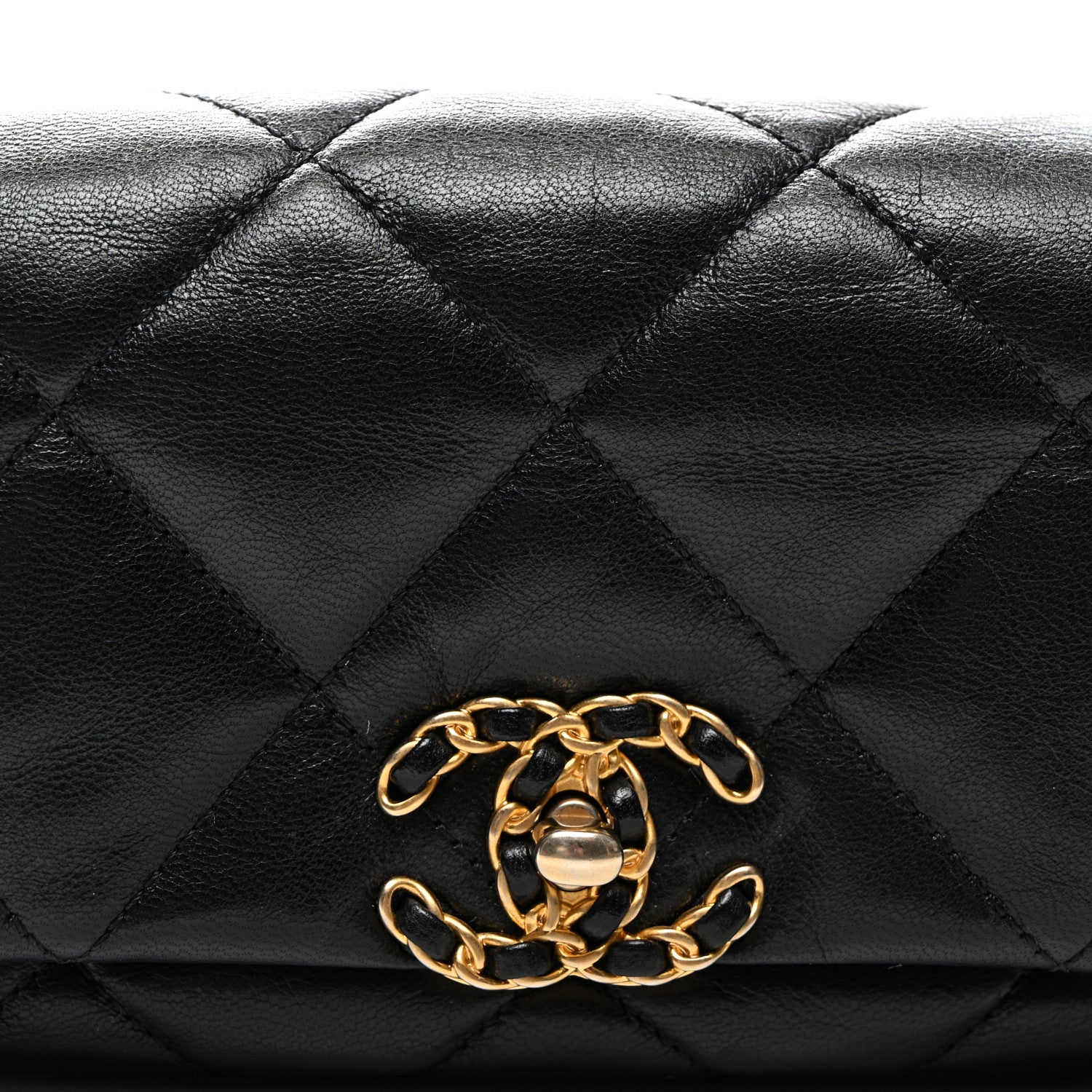 Goatskin Quilted Chanel 19 Waist Bag Black