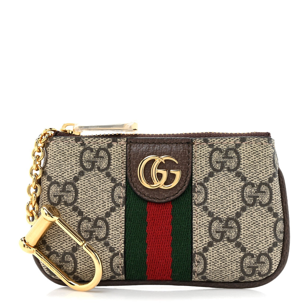 GG Supreme Monogram Web Ophidia Key Case Beige New Acero