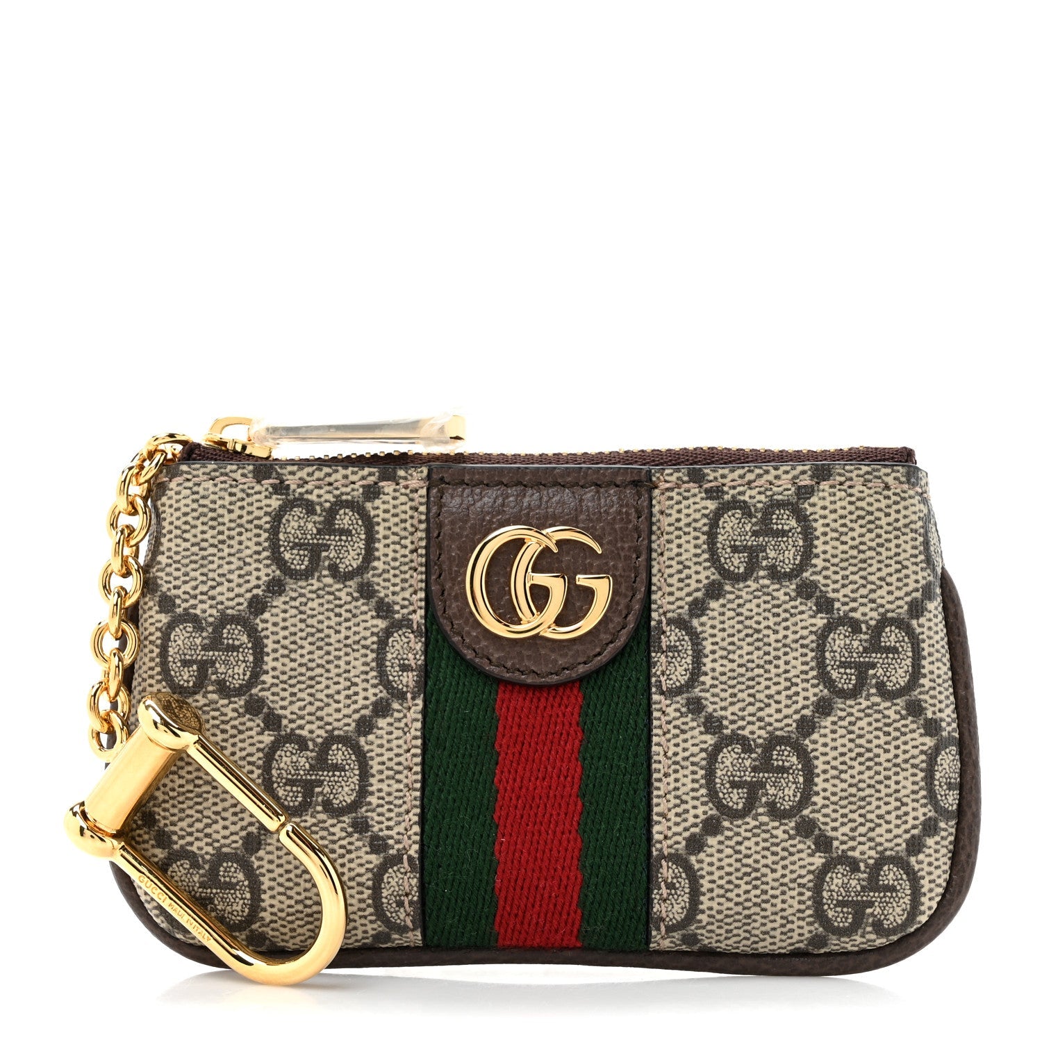 GG Supreme Monogram Web Ophidia Key Case Beige New Acero