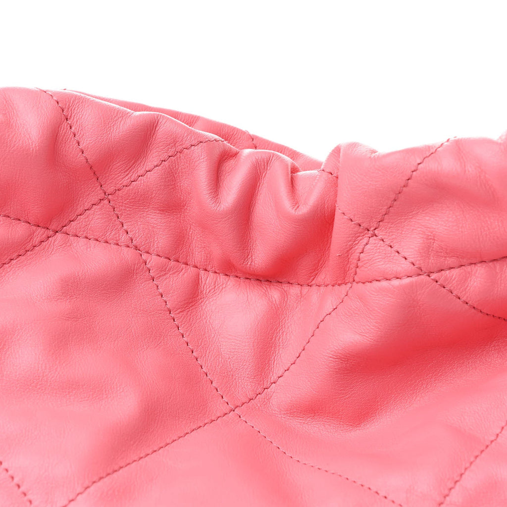 Shiny Calfskin Quilted Small Chanel 22 Coral Pink