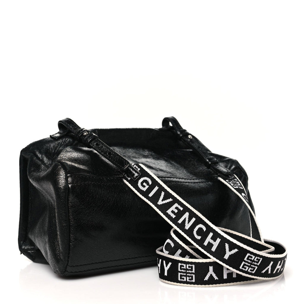 Crinkled Patent Deerskin Mini Pandora Black
