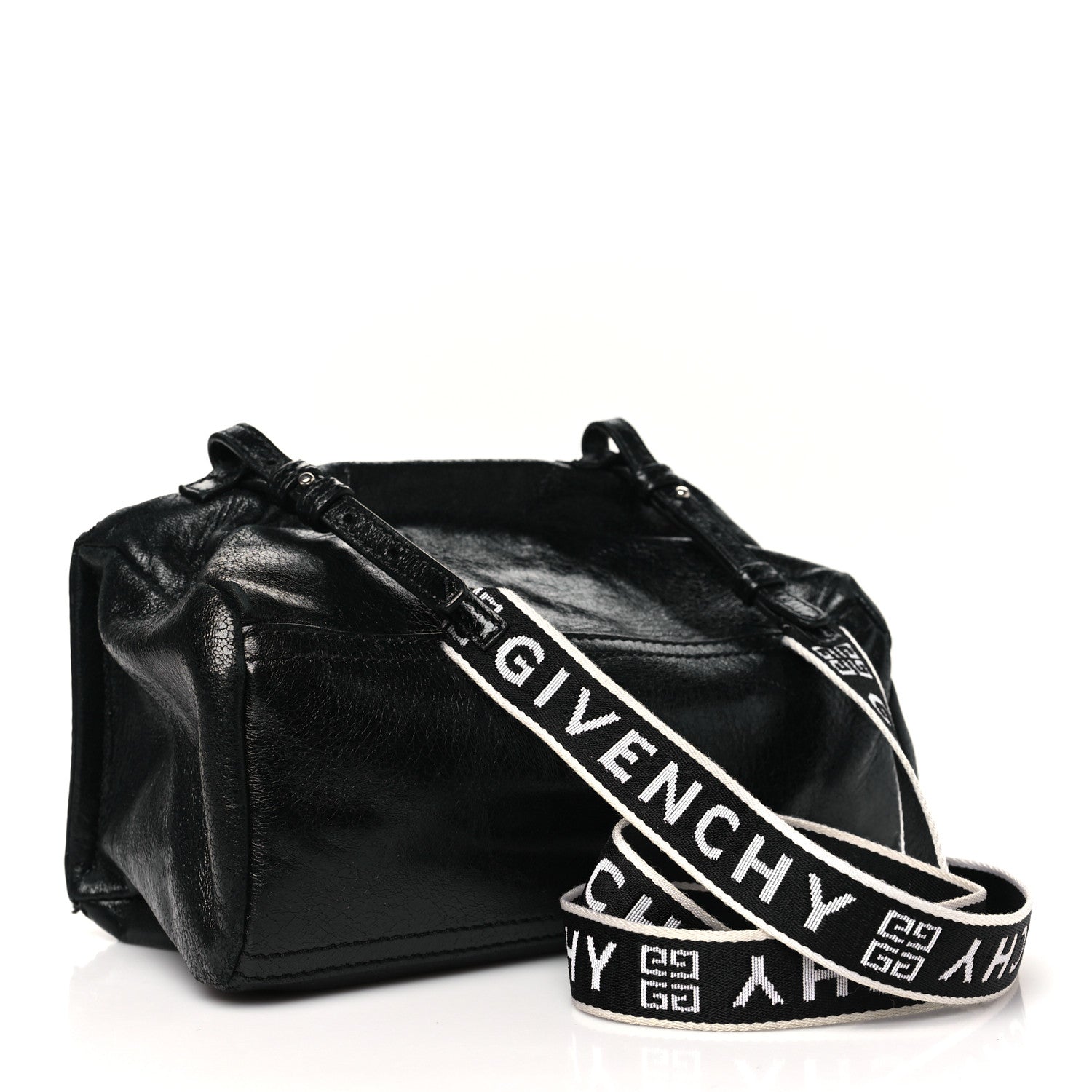 Crinkled Patent Deerskin Mini Pandora Black