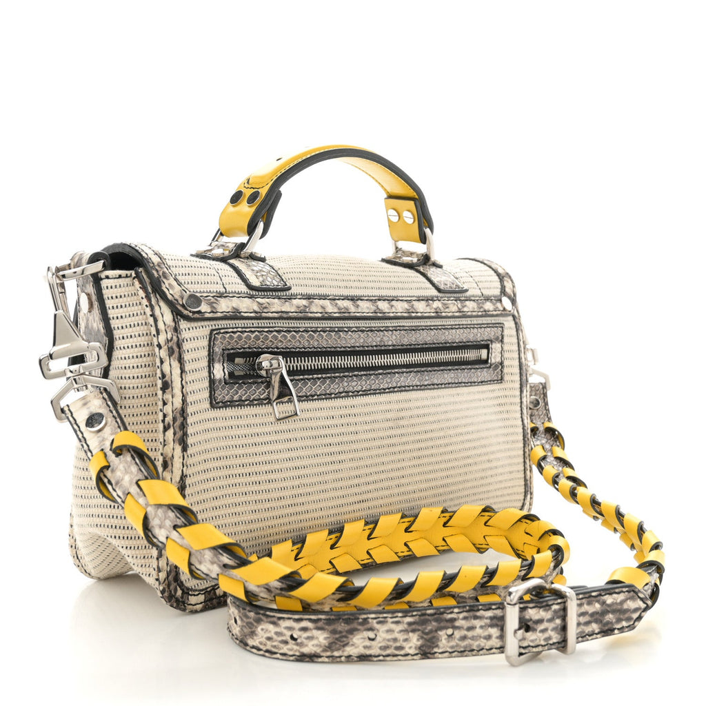 Lambskin Snakeskin Canvas Tiny PS1 Satchel Grey Yellow