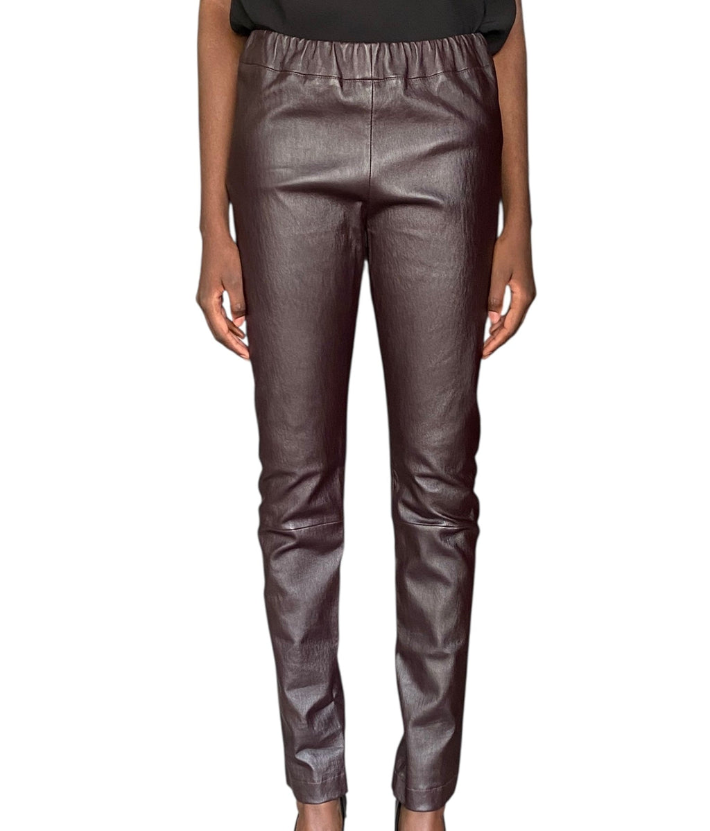 The Row Brown Leather Leggings - L