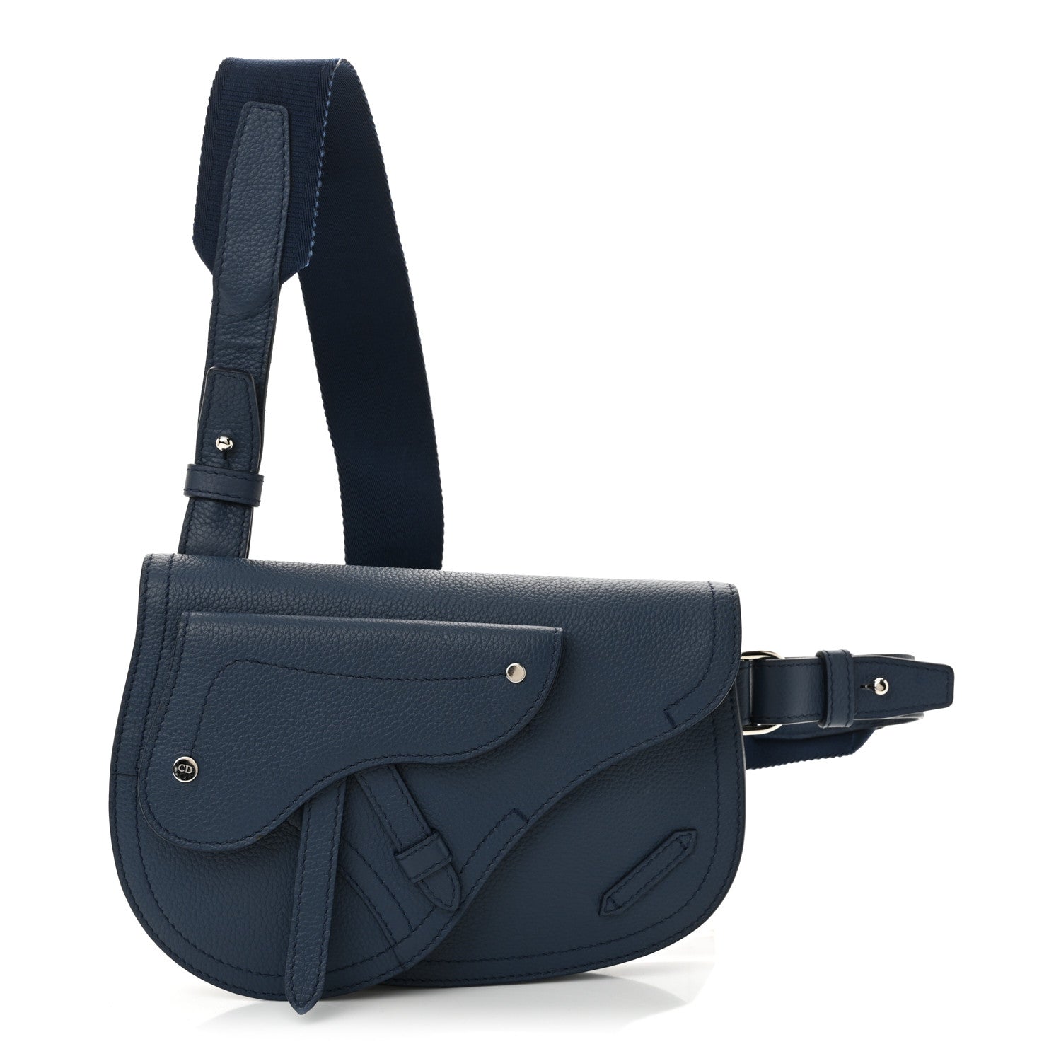 Grained Calfskin Saddle Pouch Blue