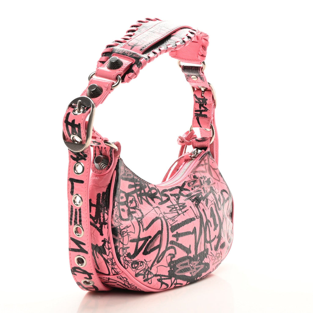 Agneau Arena Graffiti Le Cagole Shoulder Bag XS Sweet Pink