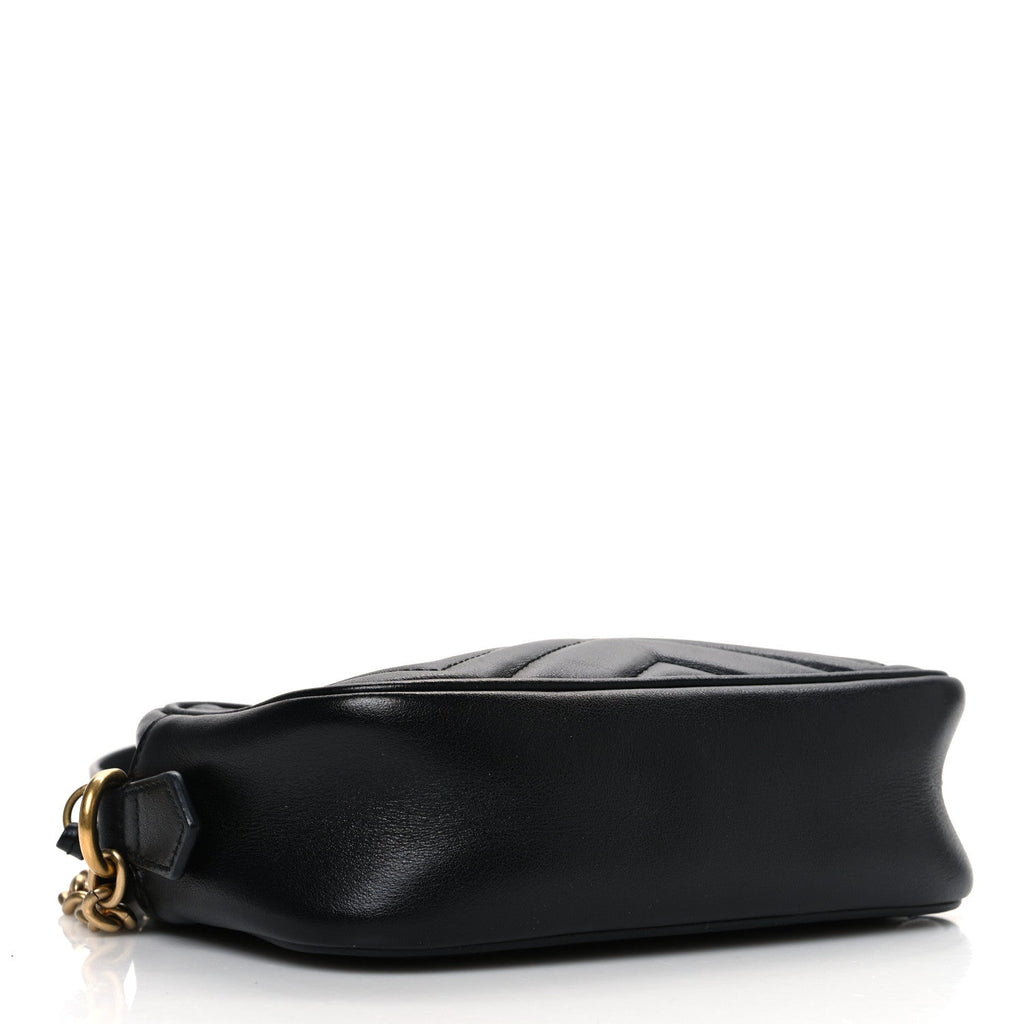 Calfskin Matelasse Mini GG Marmont Chain Shoulder Bag Black