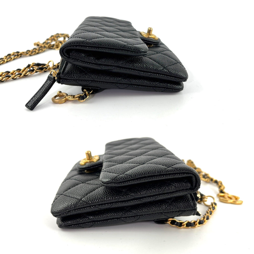 CHANEL Pick me Up Black Caviar Chain Waist Belt Bag