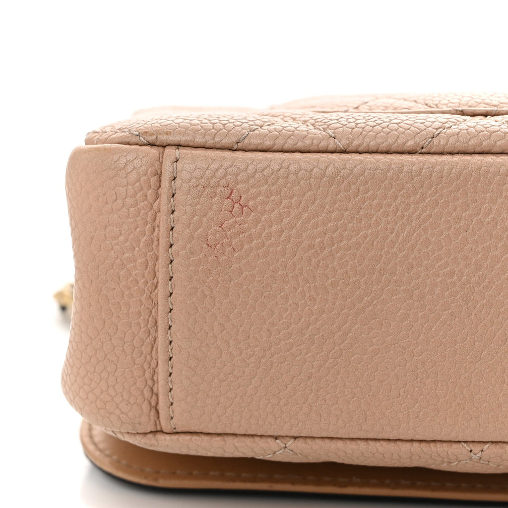 Caviar Quilted Small CC Filigree Flap Beige Black