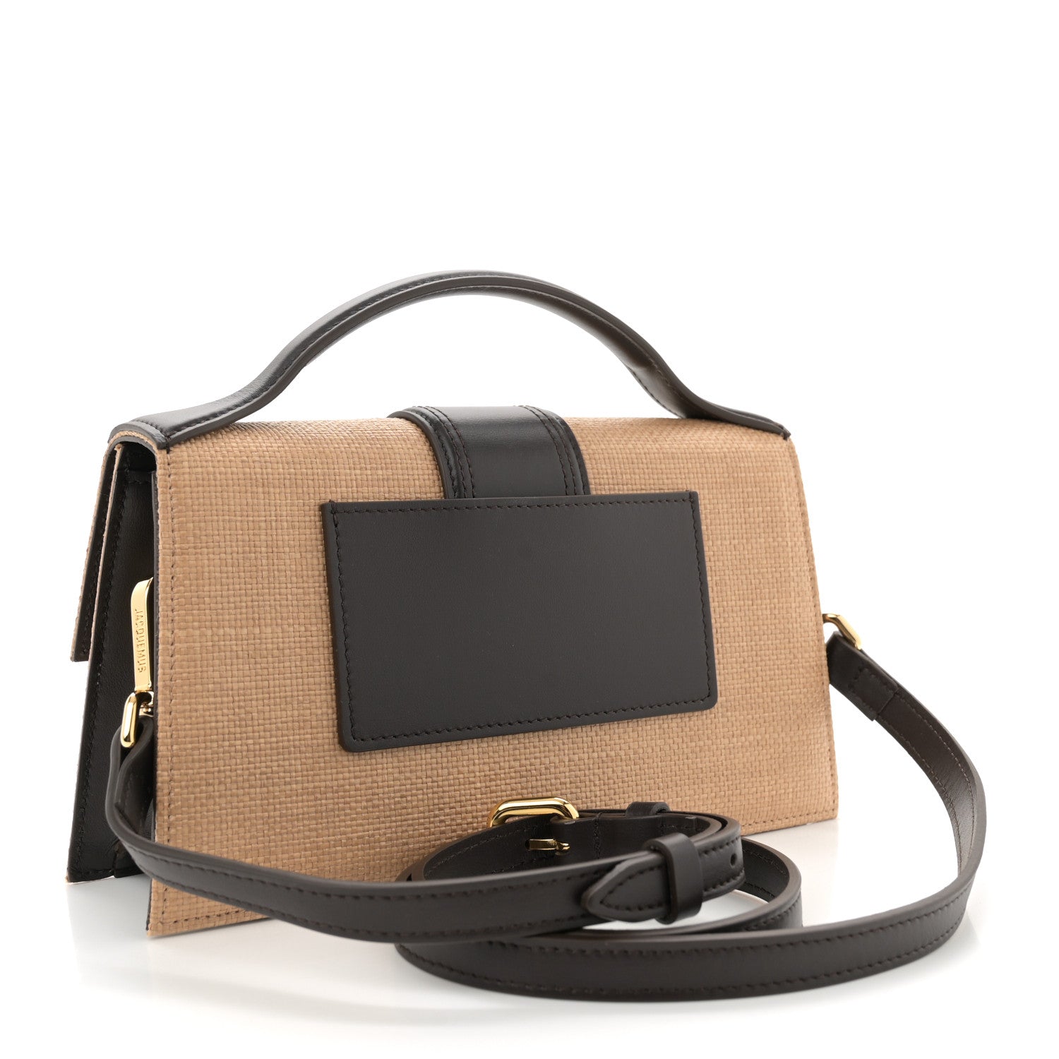 Raffia Smooth Calfskin Le Grand Bambino Natural Dark Brown