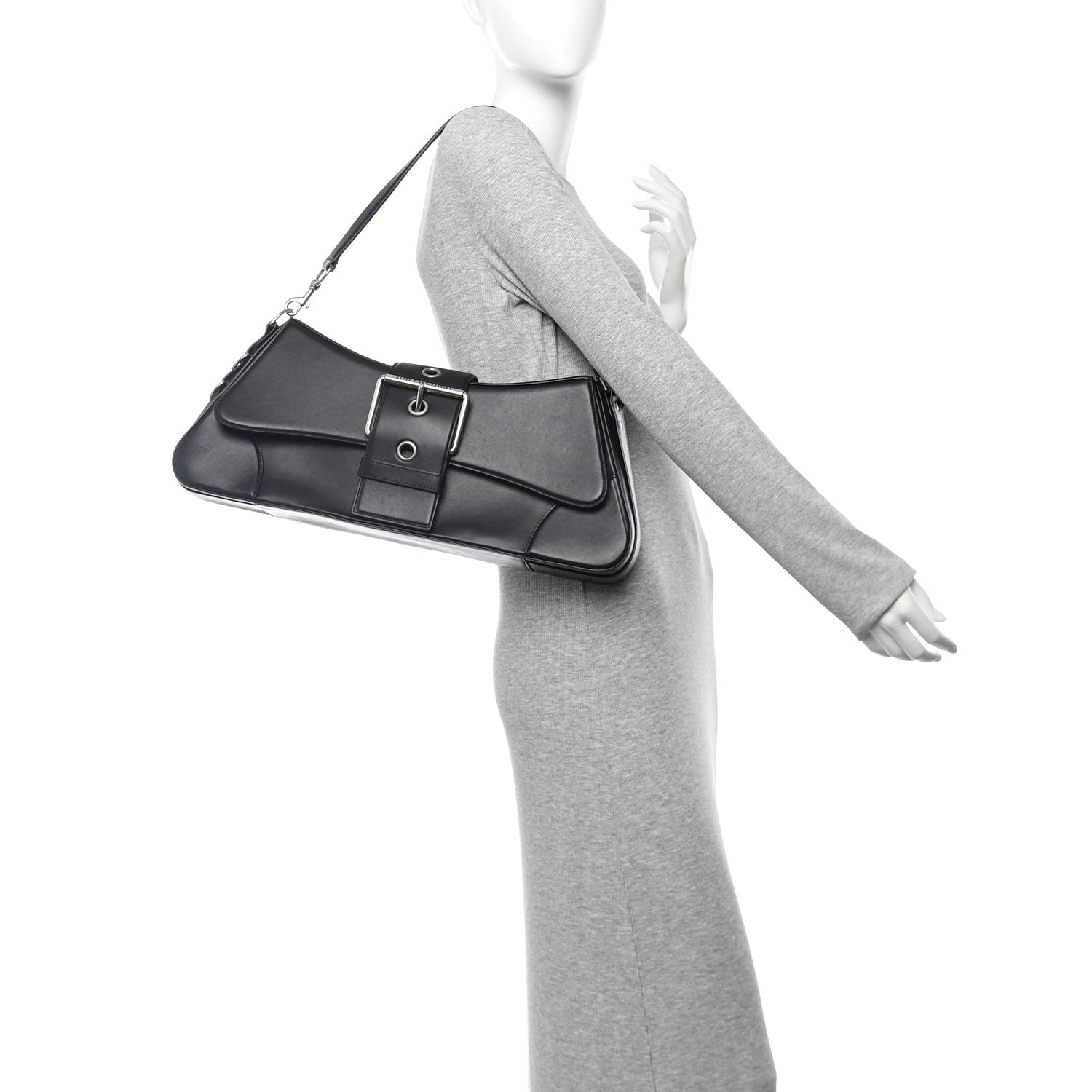 Smooth Calfskin Large Lindsay Shoulder Bag Black