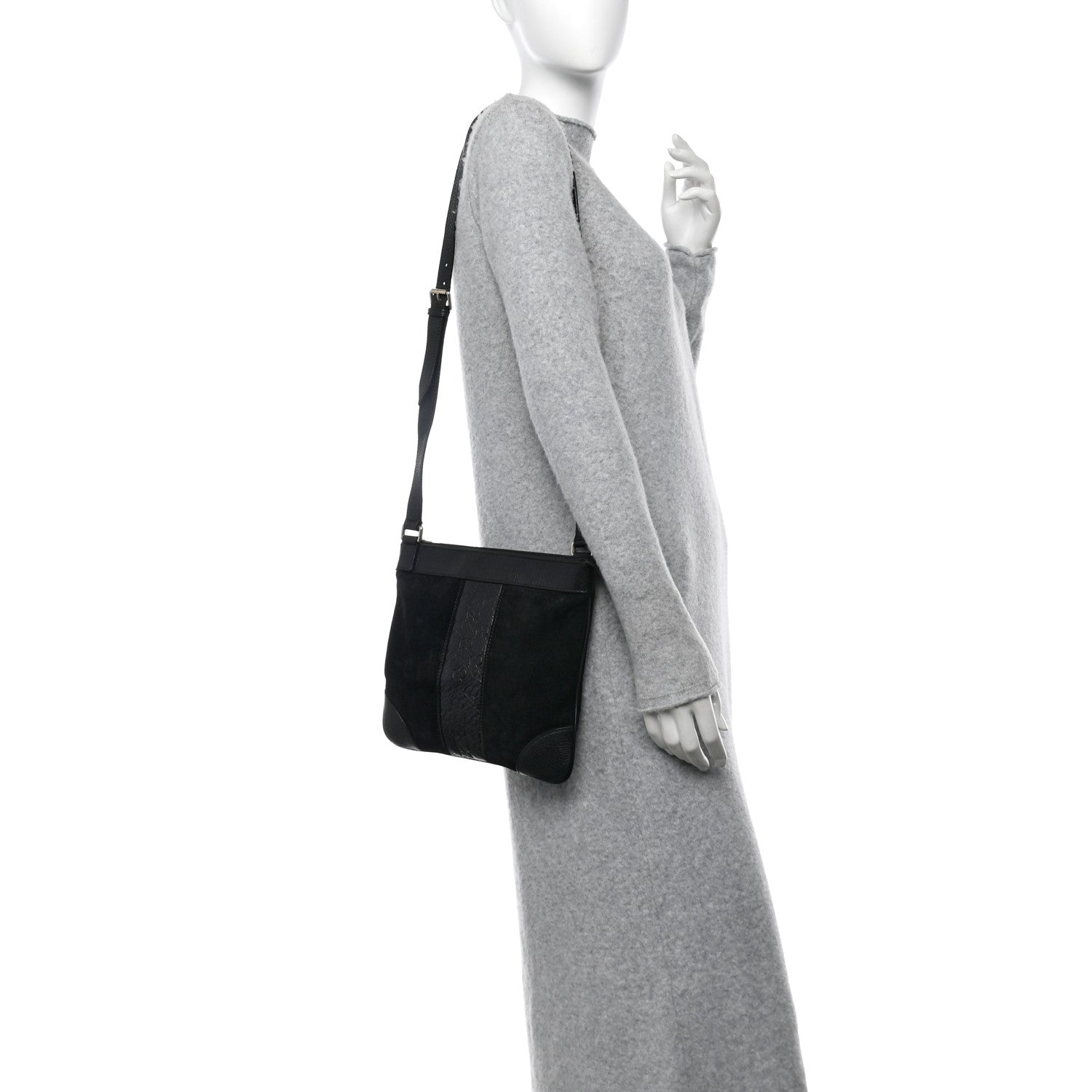 Guccissima Suede Crossbody Bag Black