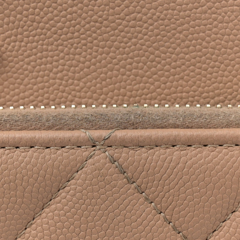 Caviar Quilted Large Business Affinity Shopping Bag Beige
