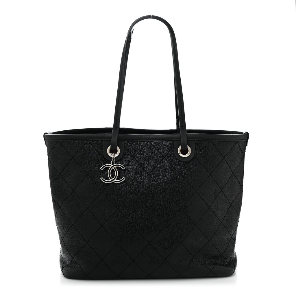 Grained Calfskin Shopping Fever Tote  Black