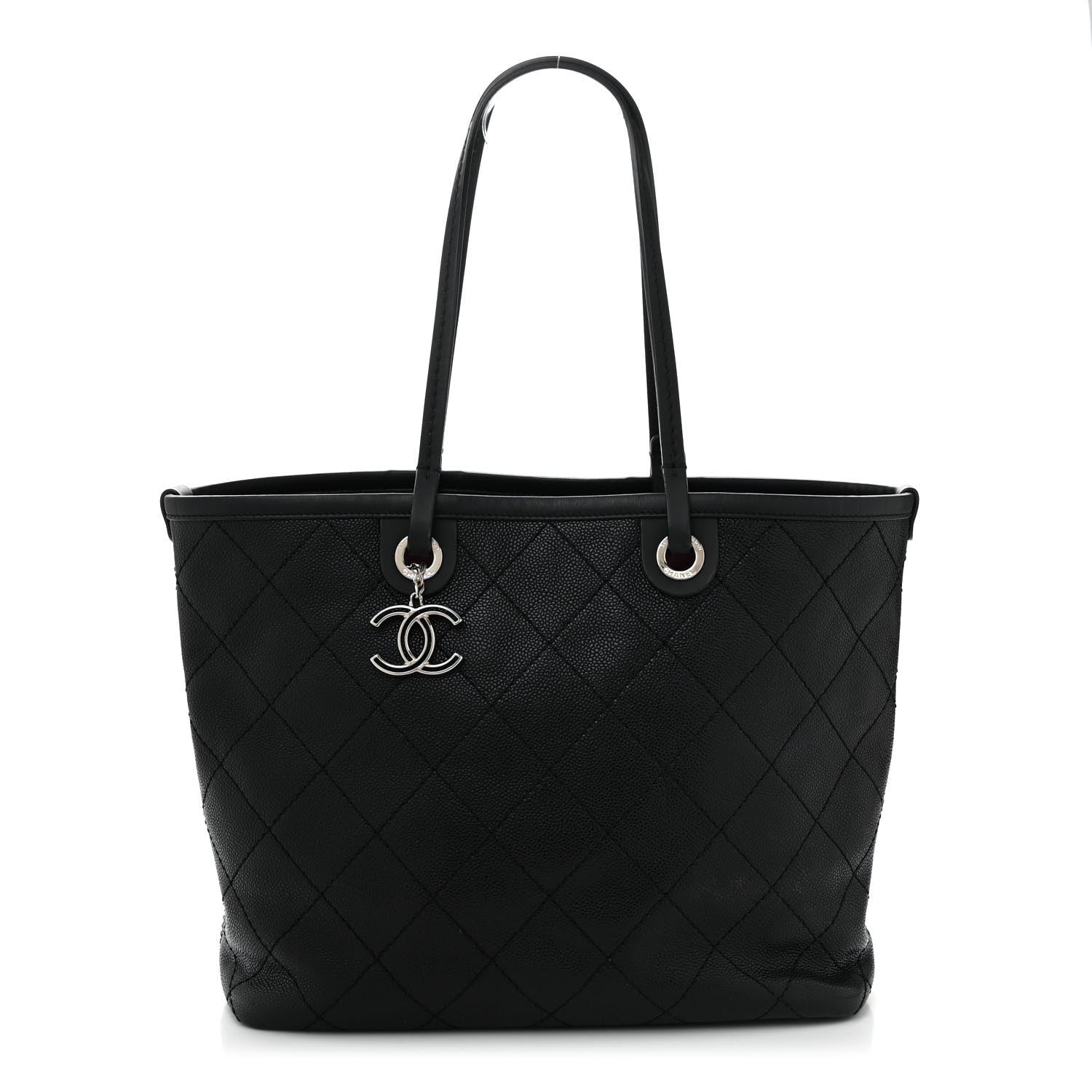 Grained Calfskin Shopping Fever Tote  Black
