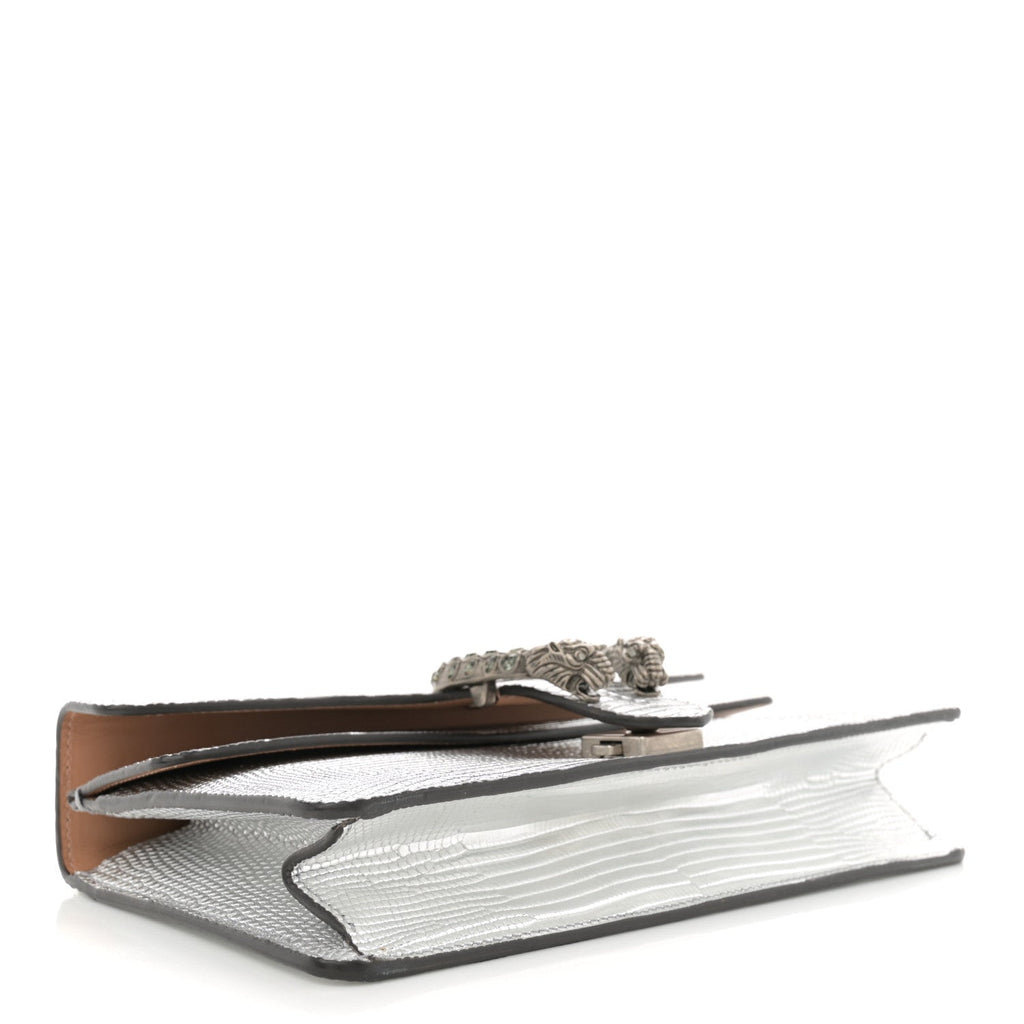Lizard Crystal Small Dionysus Shoulder Bag Silver