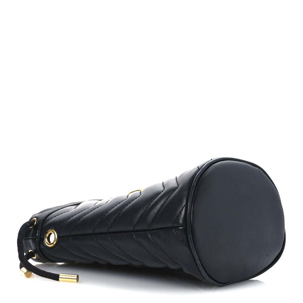 Calfskin Matelasse Mini GG Marmont 2.0 Bucket Bag Black